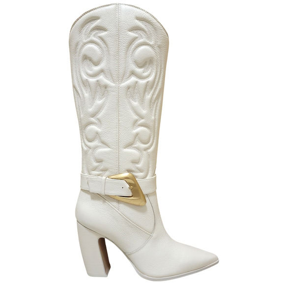 Vince Camuto Women Biancaa Buckled Cowgirl Western Boots Size US 8M Rich Cream - Picture 2 of 5